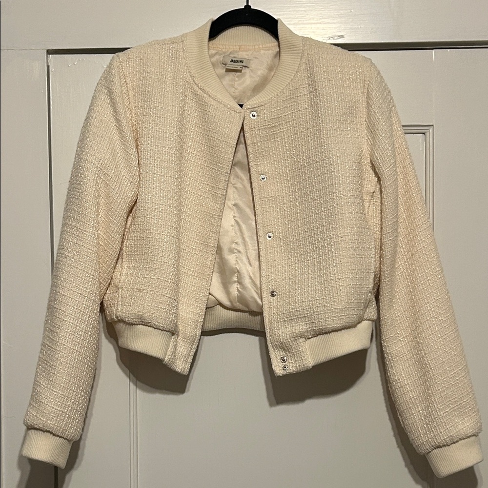 Jason Wu Ivory Tweed Bomber Jacket